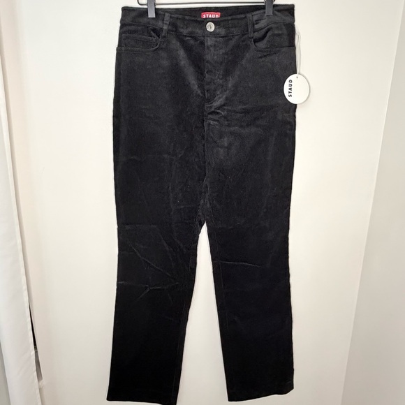 NWT Staud Chisel Straight Pant Corduroy Women's Size 10 Black Casual Grunge Fall - Picture 2 of 8